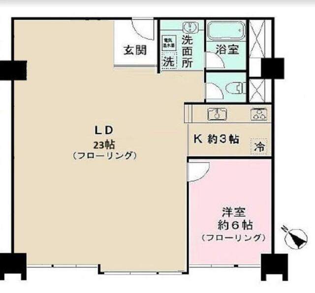 13F 1LDK の間取り図
