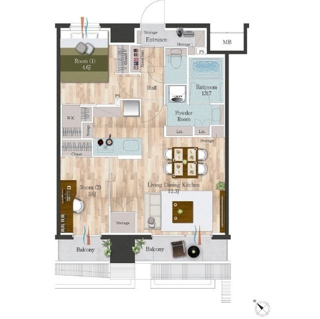 407号室 の間取り図