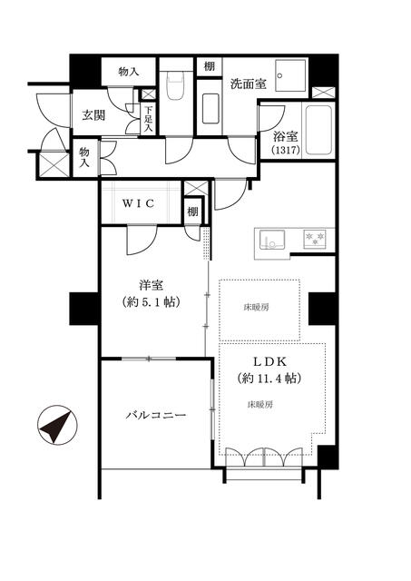 204号室 の間取り図