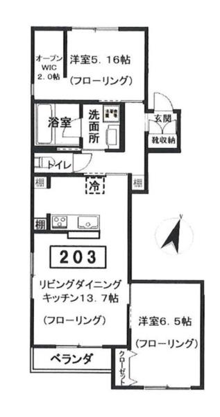 203号室 の間取り図