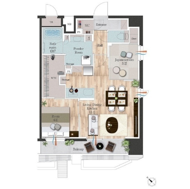 409号室 の間取り図