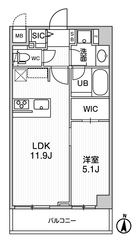204号室 の間取り図