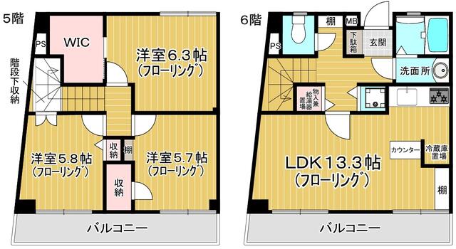604号室 の間取り図