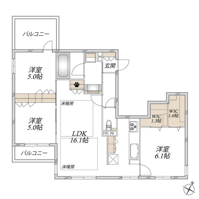 302号室 の間取り図