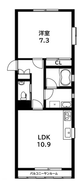 1LDK の間取り図