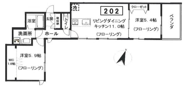 202号室 の間取り図