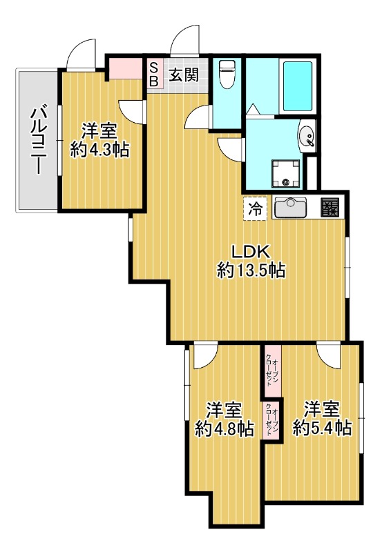 303号室 の間取り図