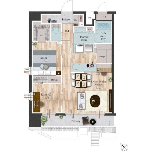406号室 の間取り図