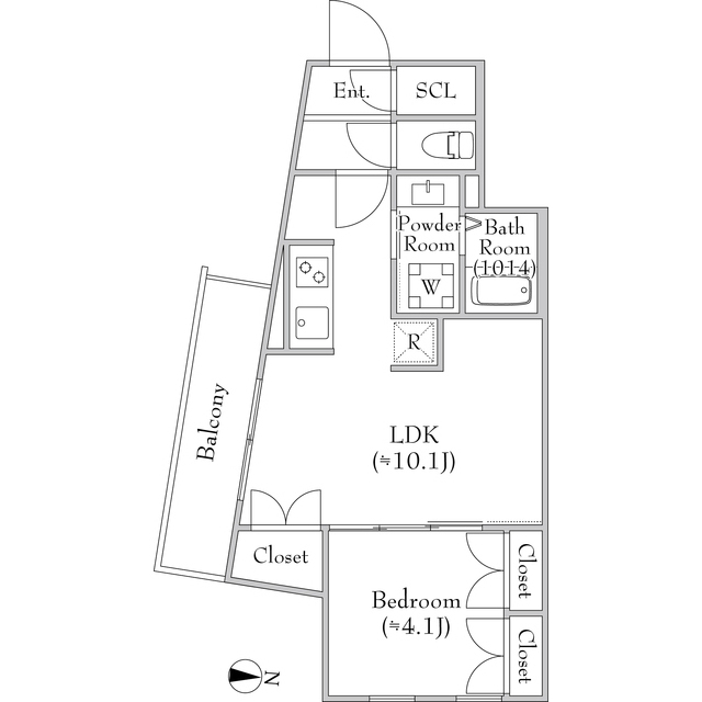1R の間取り図