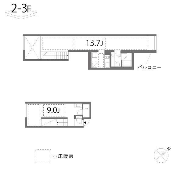 2-3F 1LDK の間取り図