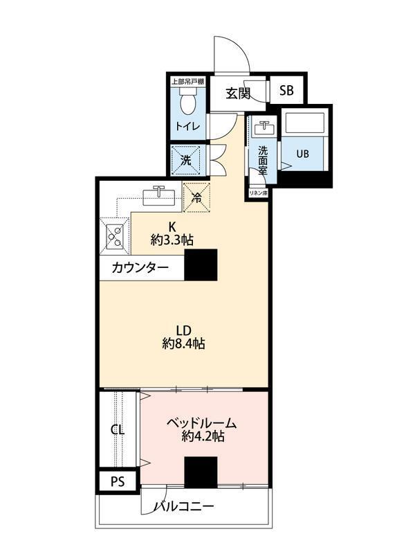 2階 1LDK の間取り図