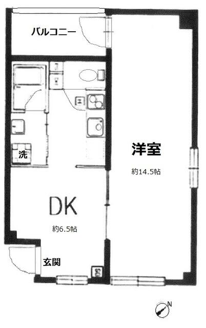 4F 1DK の間取り図