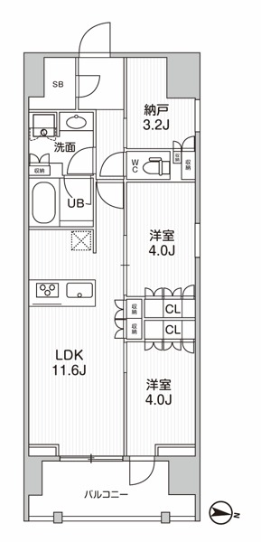 202号室 の間取り図