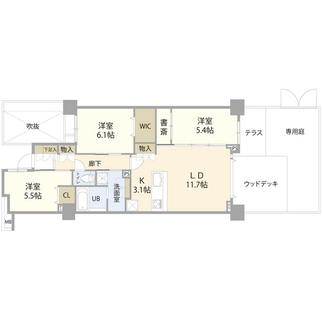 3F 3LDK の間取り図