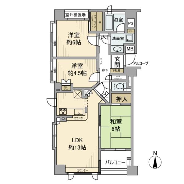 3F 3LDK の間取り図