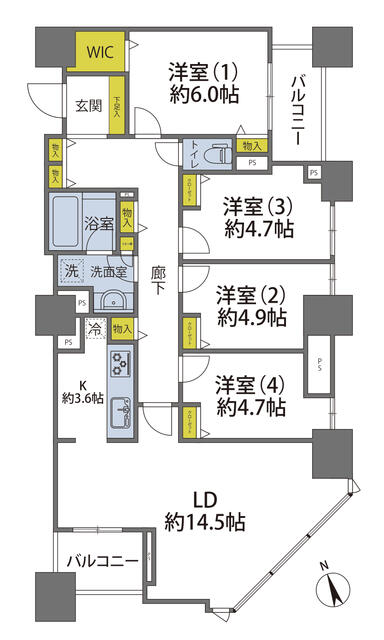1707号室 の間取り図