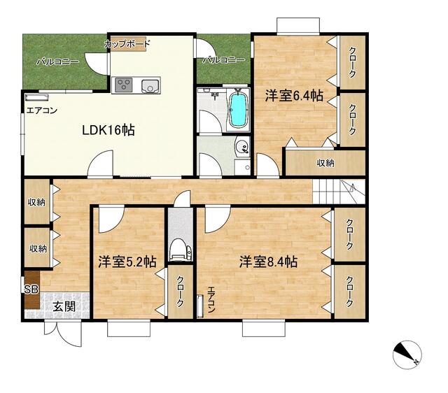 3F 1LDK の間取り図