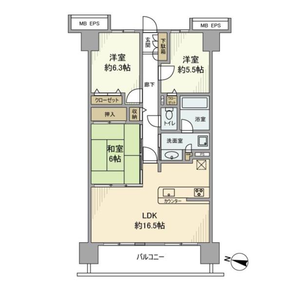 314号室 の間取り図