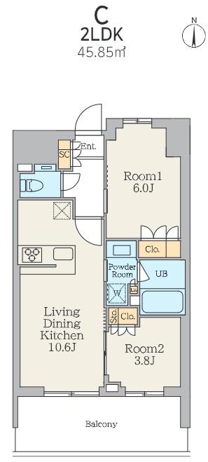 A 1LDK の間取り図