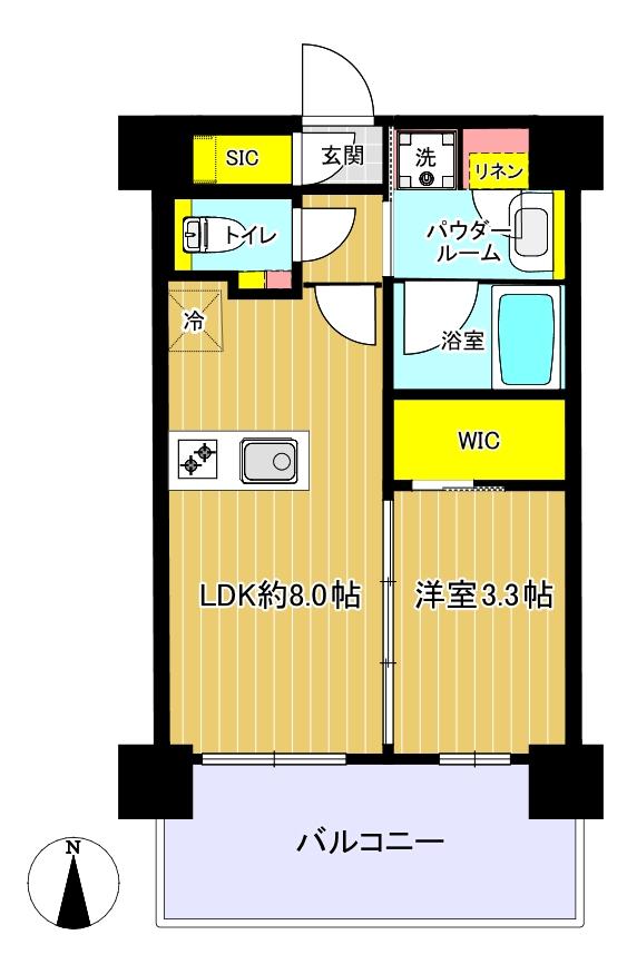 8F 1LDK の間取り図