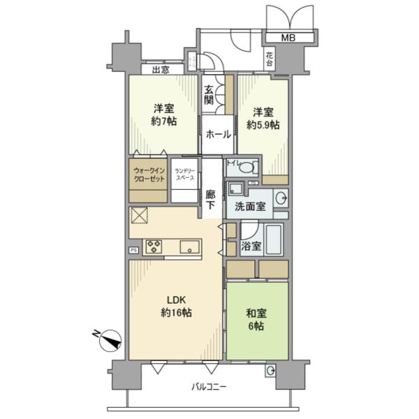 214号室 の間取り図