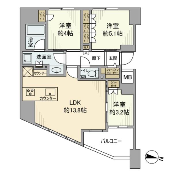 1301号室 の間取り図