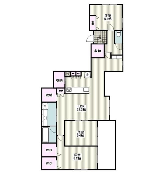 3F 3LDK の間取り図